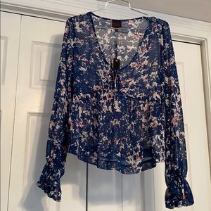 Mod Lusive NWT Sheer Floral Print Babydoll Top!